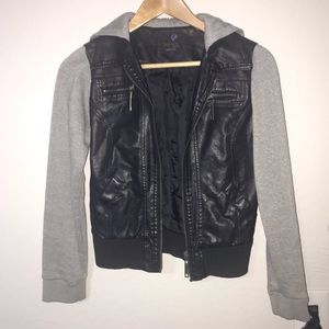 Gray&Black Leather Jacket